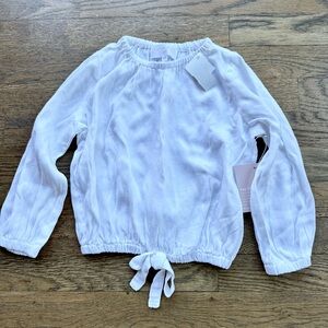 Bella Dahl girls white crop top, detailed floral textured print NWT size 4/5